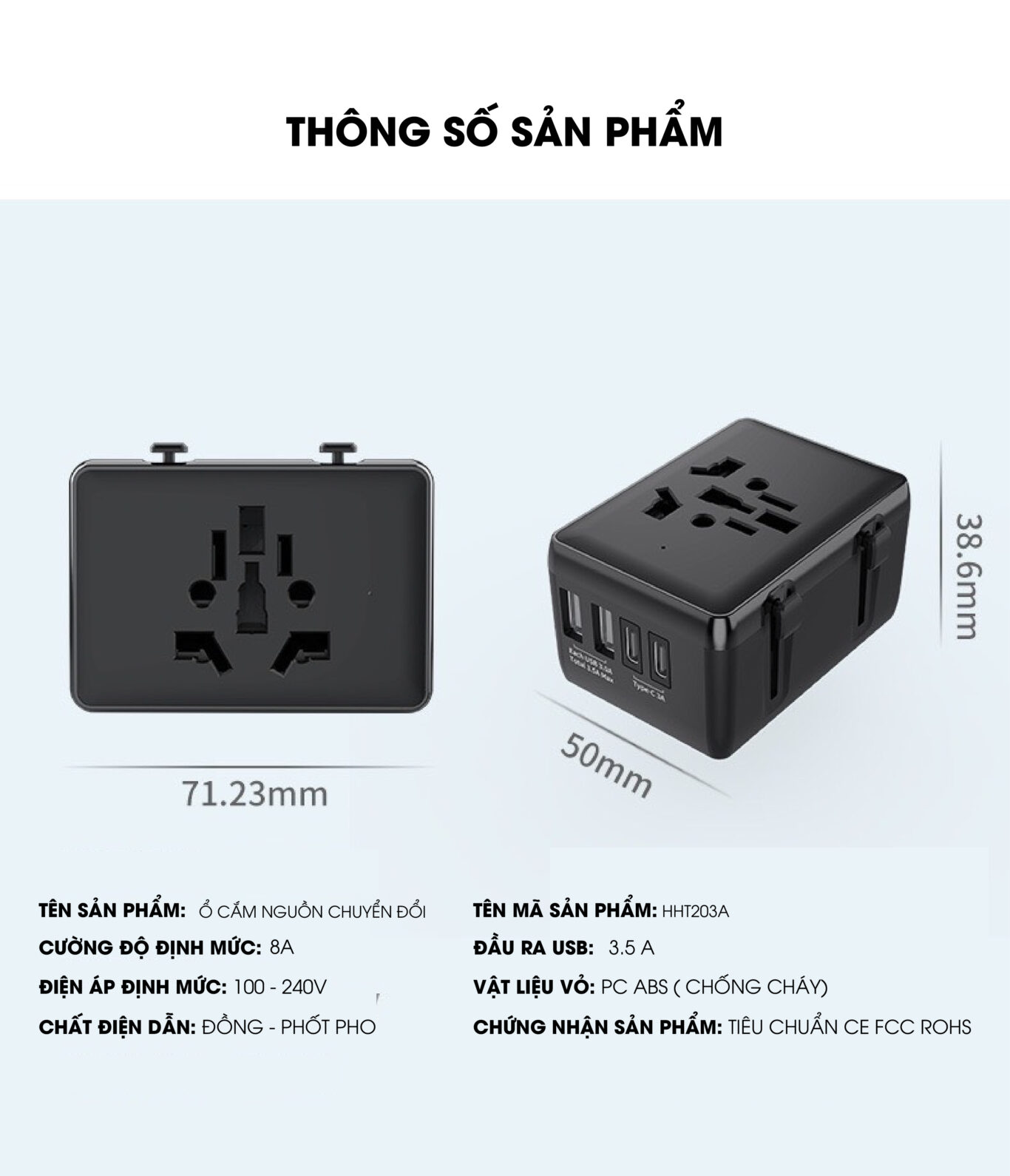 củ sạc đa năng chuyên đi du lịch có 2 cổng USB và 2 cổng Type C